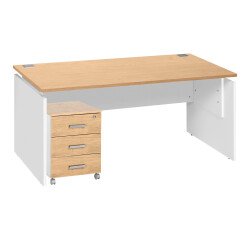 Pack bureau L 160 cm + caisson mobile 3 tiroirs chêne clair Intuitiv'