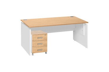 Pack bureau L 160 cm + caisson mobile 3 tiroirs chêne clair Intuitiv'