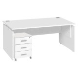 Pack bureau L 160cm + caisson mobile 3 tiroirs blanc Intuitiv