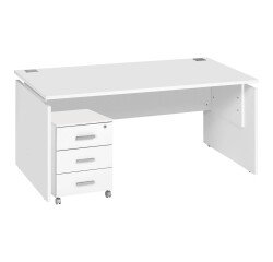 Pack desk W 160 cm + moble cabinet 3 drawers white Intuitiv