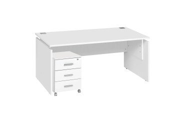 Pack bureau L 160cm + caisson mobile 3 tiroirs blanc Intuitiv