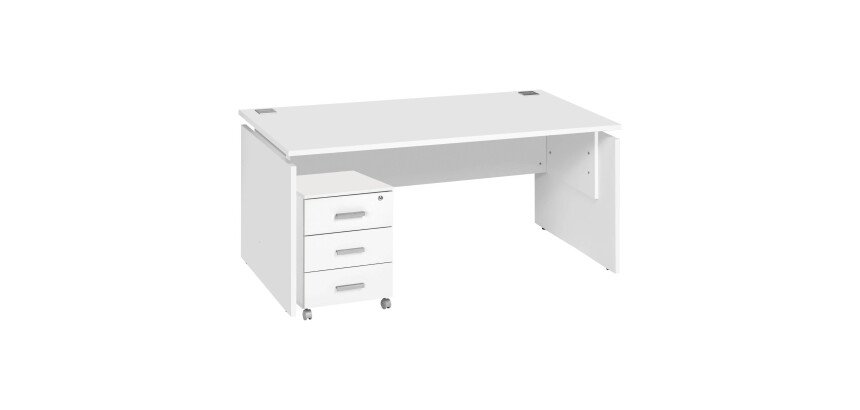 Pack bureau L 160cm + caisson mobile 3 tiroirs blanc Intuitiv