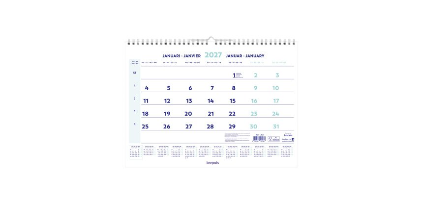Calendrier mensuel 2027 Brepols