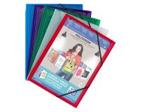Sleeve with elastics and 3 folds in plastic Elba 24 x 32 cm personalizable back 1,5 cm assortment