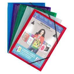 Sleeve with elastics and 3 folds in plastic Elba 24 x 32 cm personalizable back 1,5 cm assortment