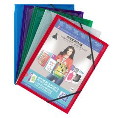 Sleeve with elastics and 3 folds in plastic Elba 24 x 32 cm personalizable back 1,5 cm assortment
