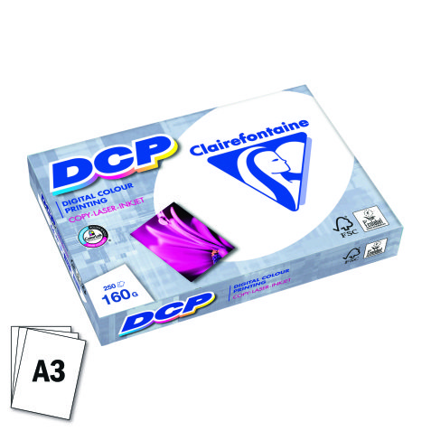 Ramette papier mat Clairefontaine DCP A3 160 gr - 250 feuilles - blanc