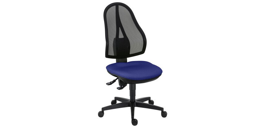 Bureaustoel Holly stof en mesh, rugleuning mesh, met of zonder armleuningen, permanente contactmechanisme, zwarte voet