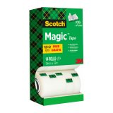 Pack of 10 Scotch Magic Invisible Adhesive Tapes - Width 19 mm x Length 33 m + 4 free.