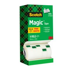 Pack ahorro de cintas 19 mm x 33 m Scotch Magic 12 + 2 GRATIS