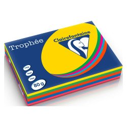 Riemen farbiges Papier Clairefontaine Trophée kräftige Farben Sortiment A4 80 g - 5 x 100 Blatt