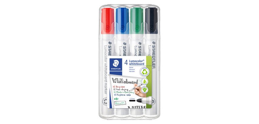 Marqueur effaçable Staedtler Lumocolor pointe conique 2 mm - Pochette de 4