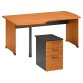 Set scrivania compact 160 cm  a sinistra ontano + cassettiera 3 cassetti Quarta Plus