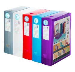 Caja de archivo de plástico Viquel personalizable lomo 8 cm colores surtidos