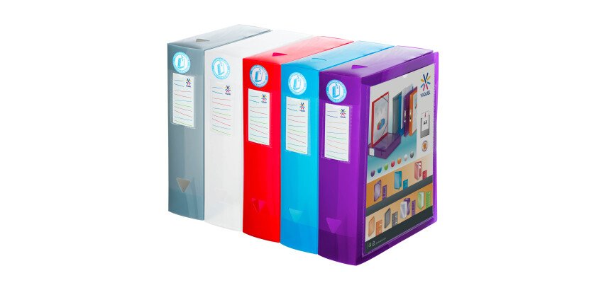 Dokumentenbox Viquel aus Plastik - personalisierbar Rücken 8 cm - farbig sortiert