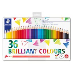 Crayons Staedtler Ergosoft couleurs assorties - Boite de 36