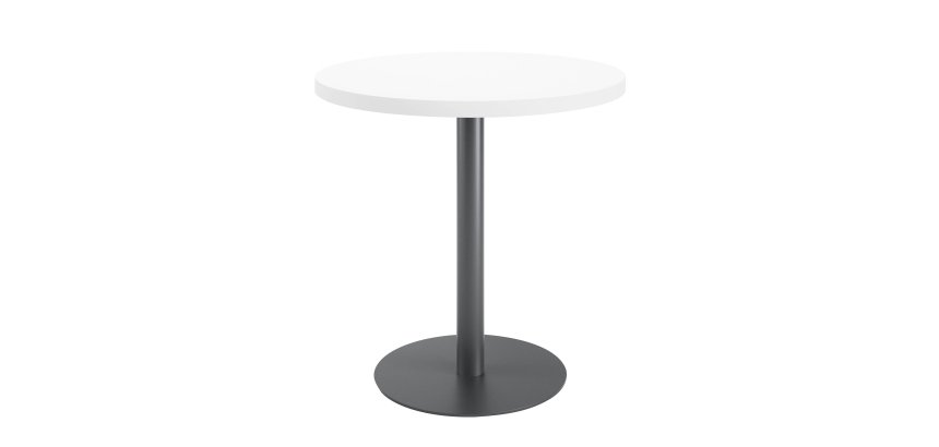 Table ronde 80 cm plateau blanc piètement colonne Essens