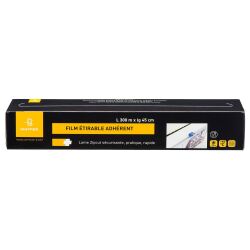 Film alimentaire étirable PVC transparent, largeur 45 cm - Rouleau de 300 m