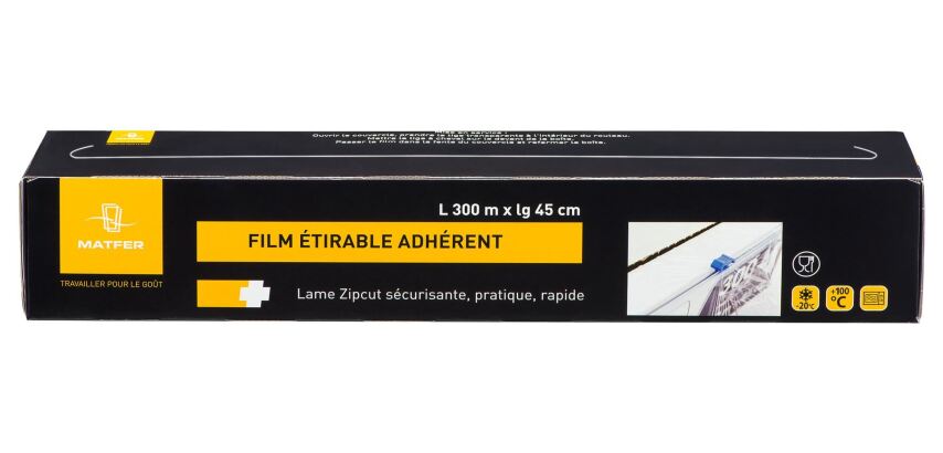 Food stretch film transparent PVC, 45 cm width - Roll of 300 m