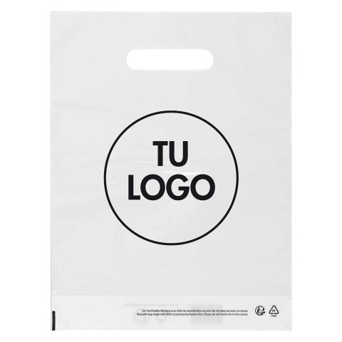 Bolsas de plástico personalizadas con asas troqueladas - 31 x 40 cm