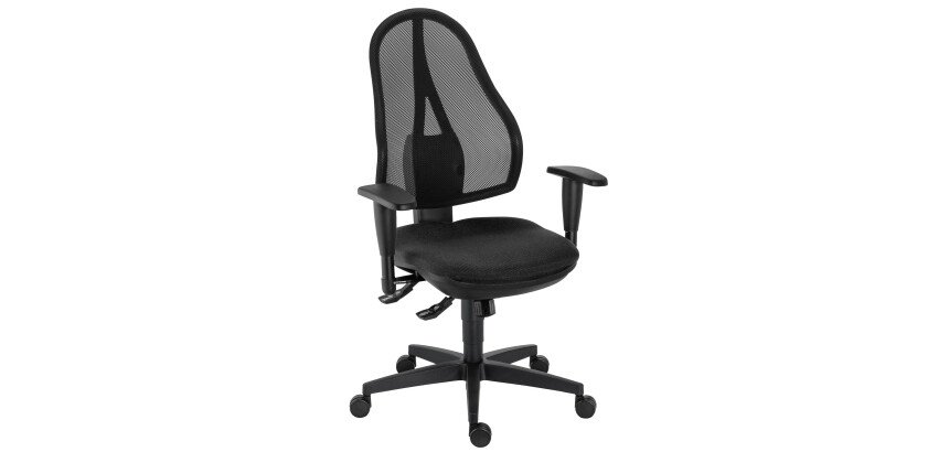 Chaise de bureau Holly tissu et maille - Dossier maille - avec ou sans accoudoirs - Mécanisme Synchrone - Pied noir