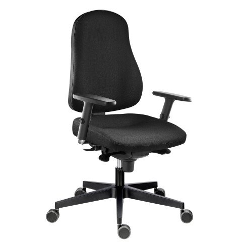 Silla de oficina June tejido negro con reposabrazos 3D