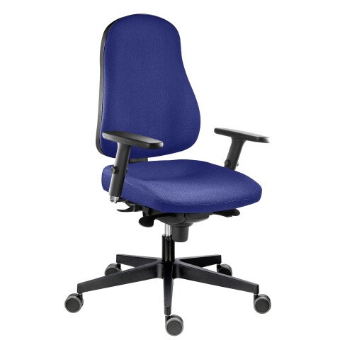 Silla de oficina June tejido azul con reposabrazos 3D