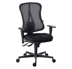 Bürostuhl ANDRIO Stoff und Netz - mit oder ohne Armlehnen und Lendenwirbelstütze - Synchronmechanismus - schwarze Füße