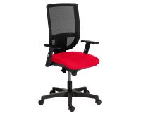 NAO office chair, fire-resistant fabric and mesh, height-adjustable backrest, with or without armrests, synchronous mechanism, black legs