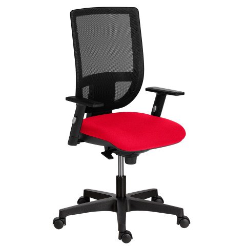 Silla de oficina Nao rojo malla con reposabrazos 1D