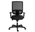 Chaise de bureau NAO tissu et maille - dossier réglable en hauteur - avec ou sans accoudoirs - Mécanisme Synchrone - Pieds noirs
