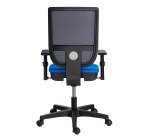 NAO office chair, fire-resistant fabric and mesh, height-adjustable backrest, with or without armrests, synchronous mechanism, black legs