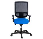 NAO office chair, fire-resistant fabric and mesh, height-adjustable backrest, with or without armrests, synchronous mechanism, black legs