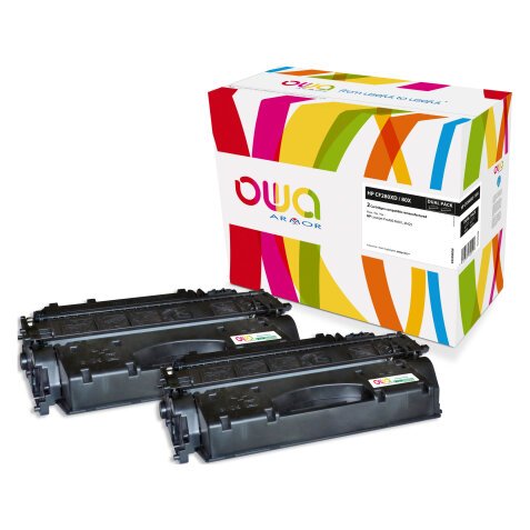 Pack 2 toners noirs Owa compatibles HP 80X - CE280XD