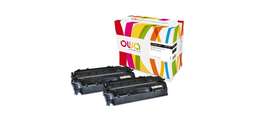 Pack 2 toners Owa compatibles HP 80X - CE280XD noirs pour imprimante laser