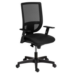 Office chair NAO fabric and mesh - height-adjustable backrest - with or without armrests - Synchronous Mechanism - Black feet