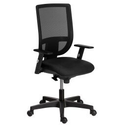 Chaise de bureau NAO tissu et maille - dossier haut - avec ou sans accoudoirs - Mécanisme Synchrone - Pieds noirs