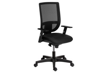Chaise de bureau NAO tissu et maille - dossier réglable en hauteur - avec ou sans accoudoirs - Mécanisme Synchrone - Pieds noirs