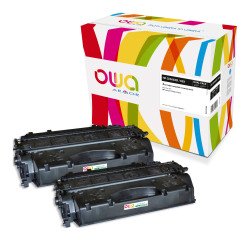 Pack 2 toners Owa compatibles HP 05X - CE505X noirs pour imprimante laser