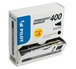 Pack de 15 marqueurs permanents Pilot 400 pointe biseautée 4,5 mm noirs + 5 offerts