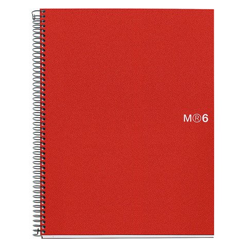 Cuaderno tapa de polipropileno 6 bandas color Miquelrius A5 rojo