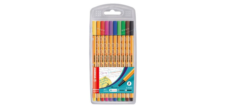 Box von 10 Filzstiften Stabilo Point 88