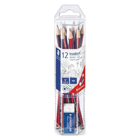 Pack of 12 pencils Staedtler TRadition 110 HB + eraser free
