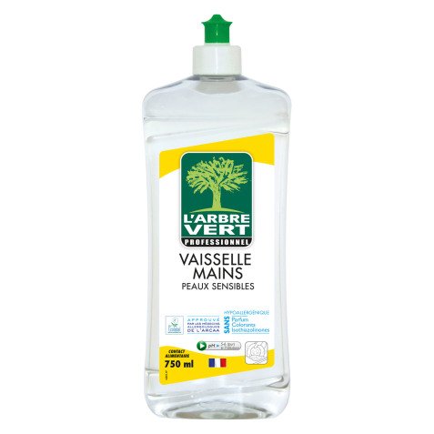 Liquide vaisselle mains L'Arbre Vert peaux sensibles - Flacon 750 ml