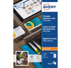 Packung 250 multifunktionelle Visitenkarten Avery micro-perforiert C32010 85 x 54 mm 185 g weiß