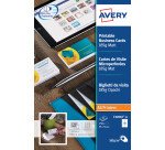 Carte de visite microperforée Avery format 85 x 54 mm blanche mat - 185 gr- Pochette de 250