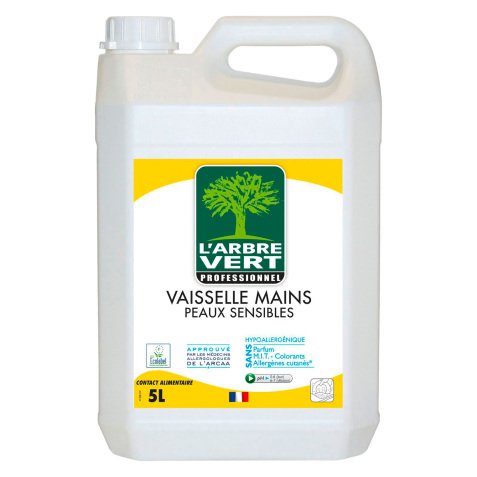 Liquide vaisselle mains Arbre Vert écologique mains sensibles - Bidon de 5 litres
