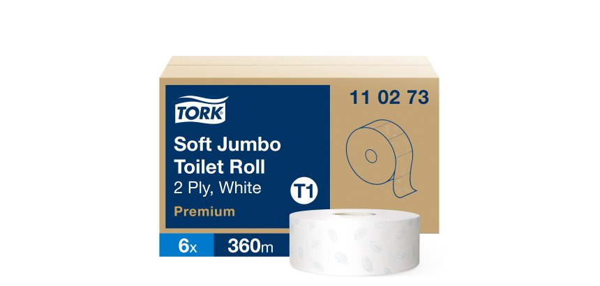 Toilet paper Maxi Jumbo double thickness Tork T1 Premium - Box of 6 rolls 360 m