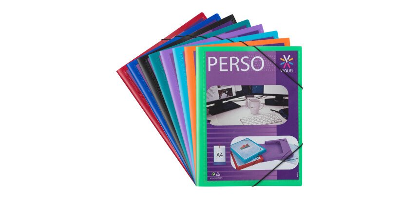 Chemise à élastique 3 rabats plastique personnalisable Viquel Essentiel Recyclé - coloris assortis