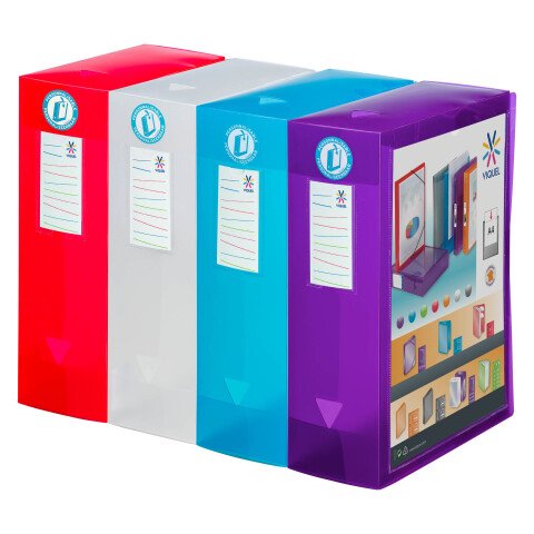 Caja de archivo de plástico Viquel personalizable lomo de 10 cm colores surtidos